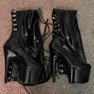 Adore Lace Up Back Thigh High Platform Boots